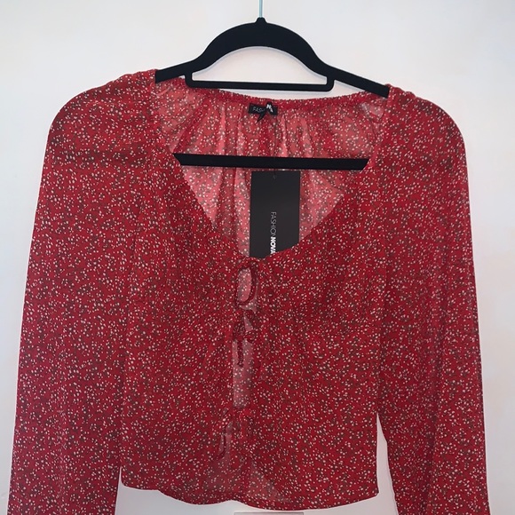 FASHION NOVA/ CHIA BOY CHIFFON TOP - Picture 2 of 2